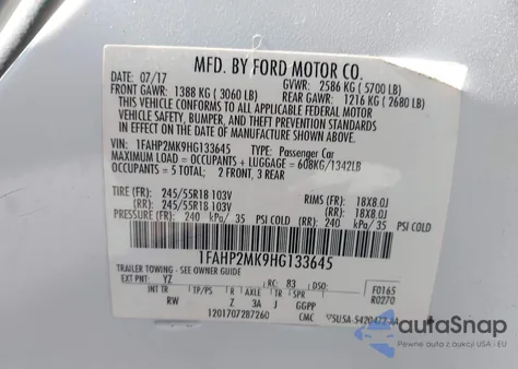 2017 Ford Police Interceptor from USA, damaged, VIN 1FAHP2MK9HG133645